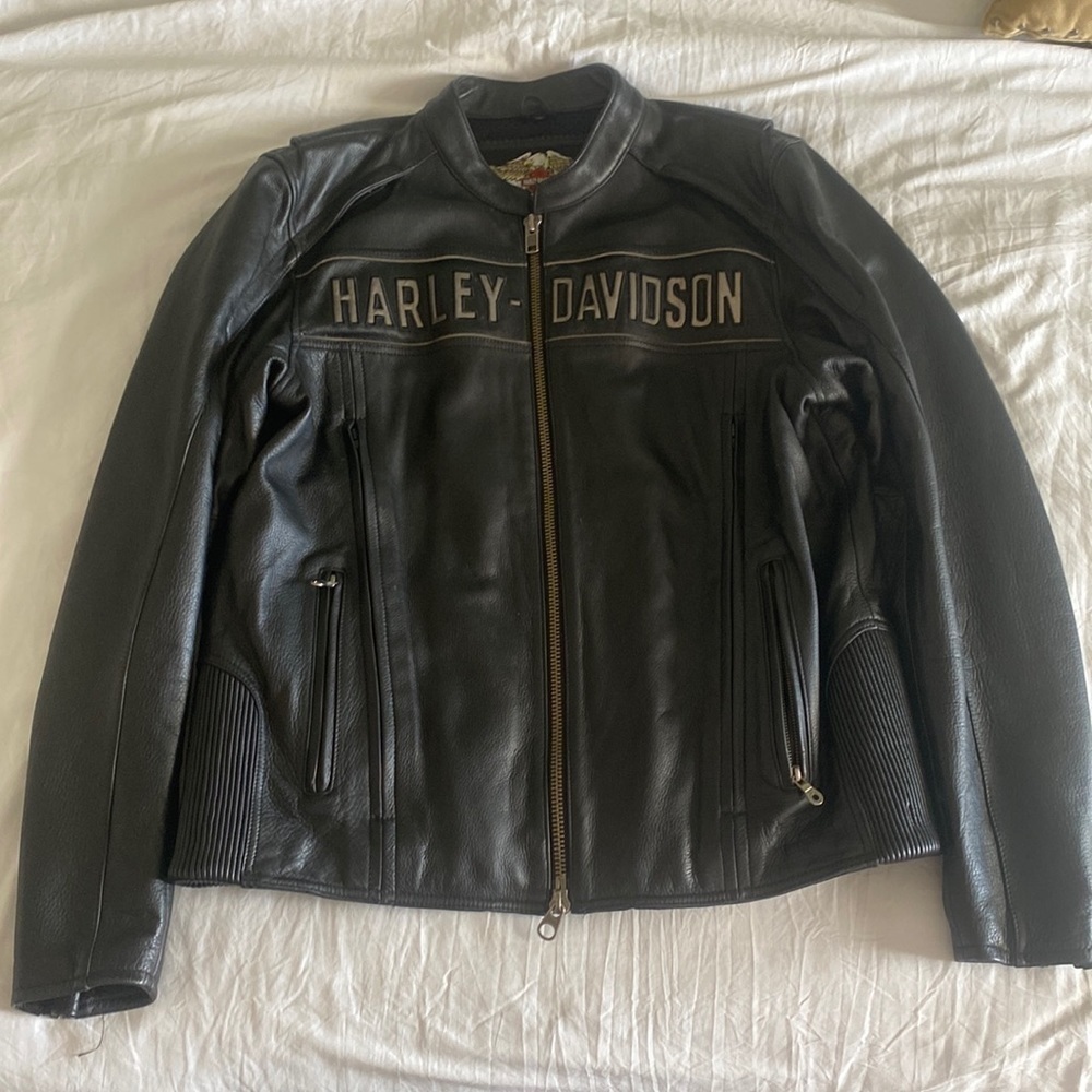Authentic Harley Davidson Road Warrior Mens Leather Jacket XL Tall EUC​​​​​​​​​ - Picture 2 of 9
